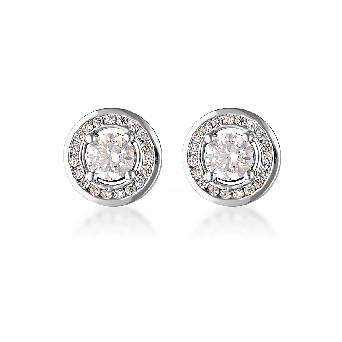 Round Halo CZ Stud Earrings