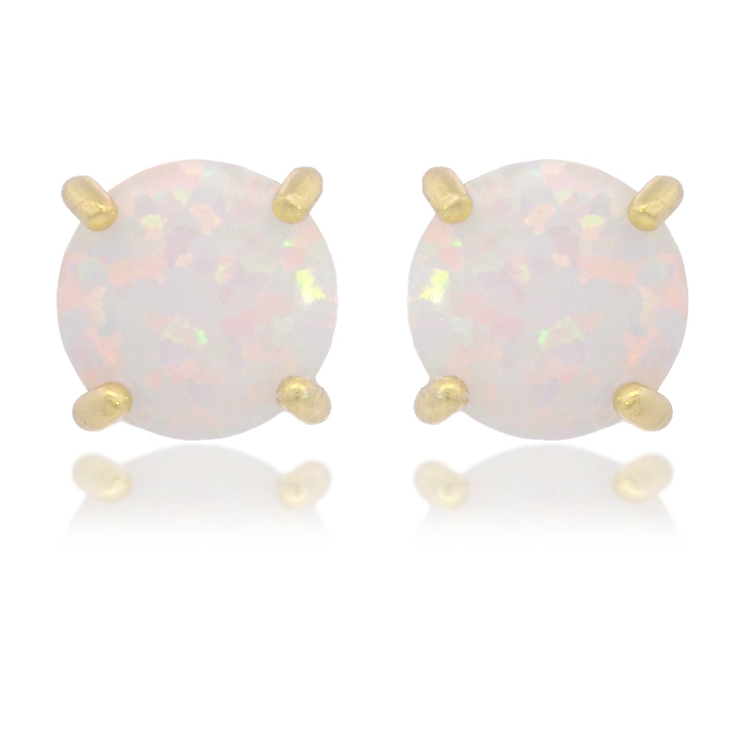 5MM Created Opal GP Stud Earrings