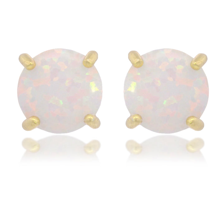 5MM Created Opal GP Stud Earrings