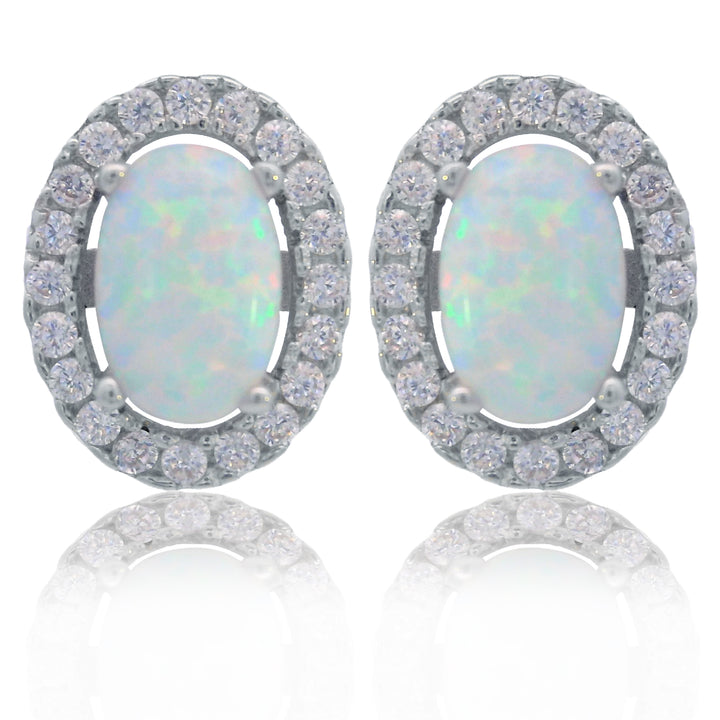 Created Opal Halo Stud Earrings