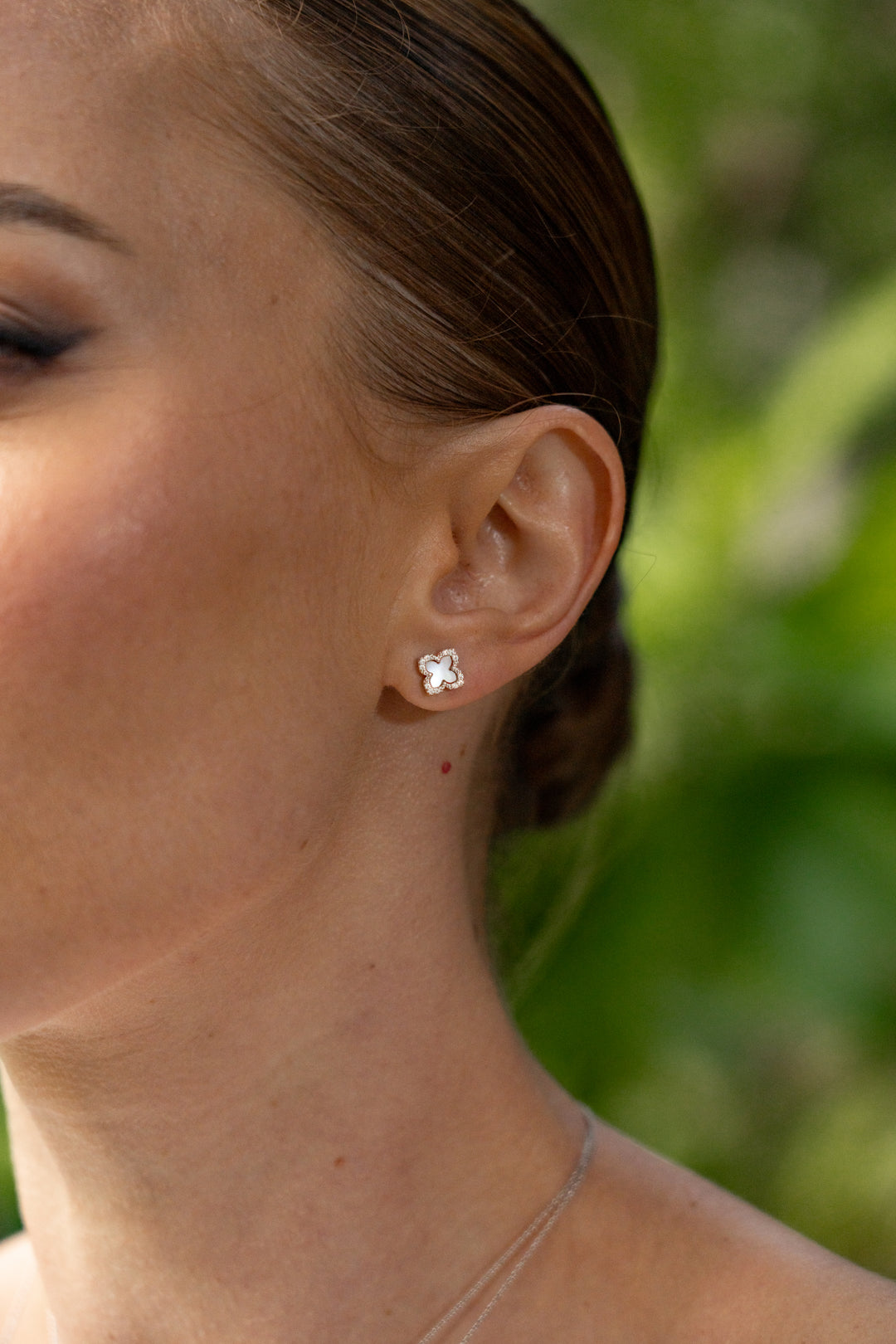 Sydney Soiree Fairwater Rhodium-Plated Sterling Silver Clover Studs