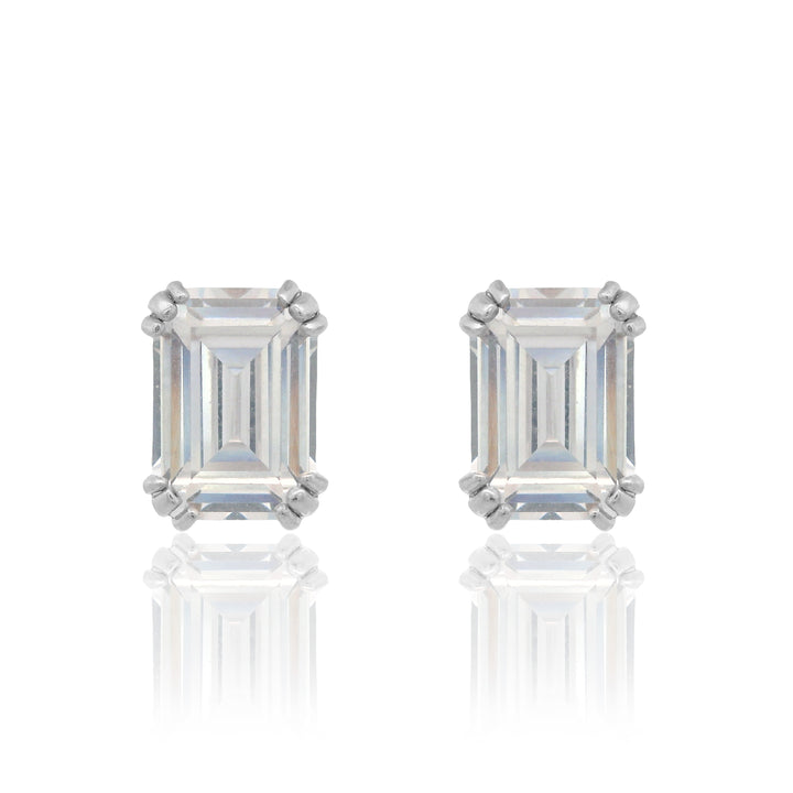 Emerald Cut CZ Stud Earrings