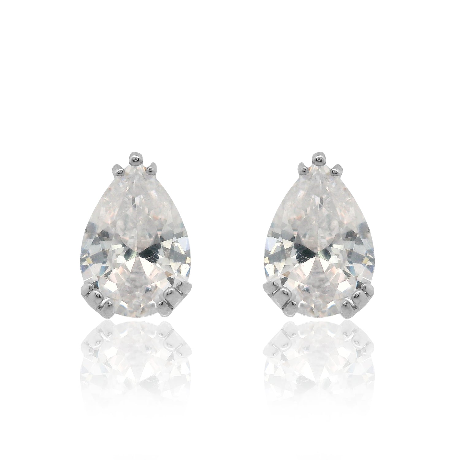 Pear Cut CZ Stud Earrings