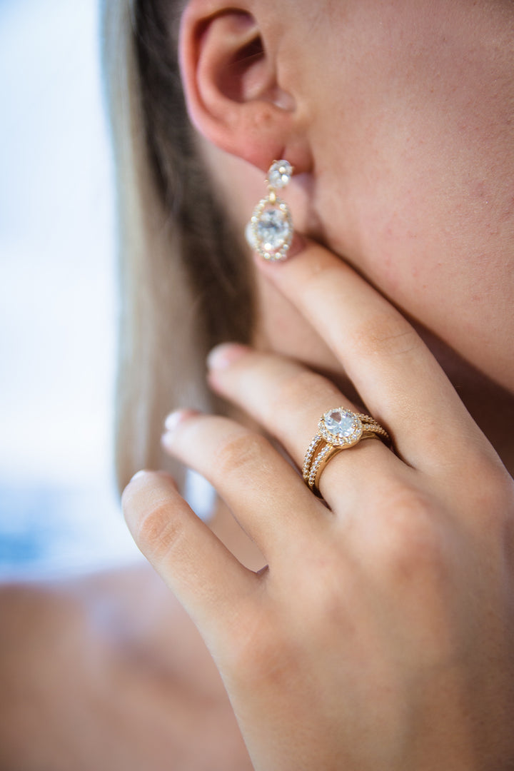 Aurora Radiance 18K Gold-Plated Oval Drop Earrings