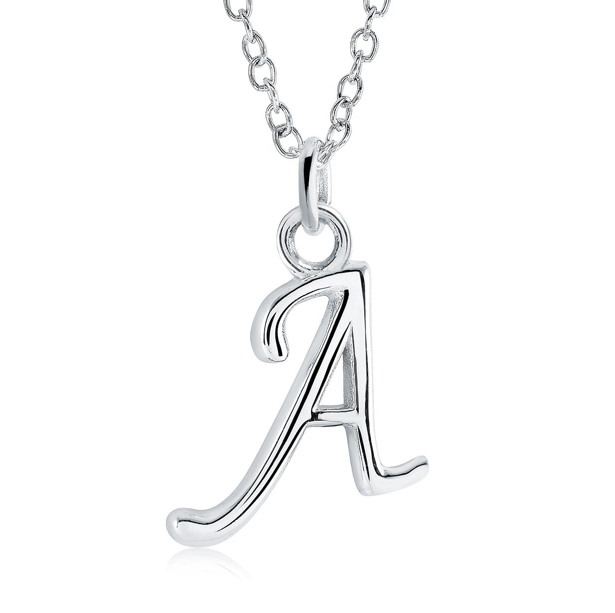 Veloria Stainless Steel Cursive Letter A Initial Pendant Necklace
