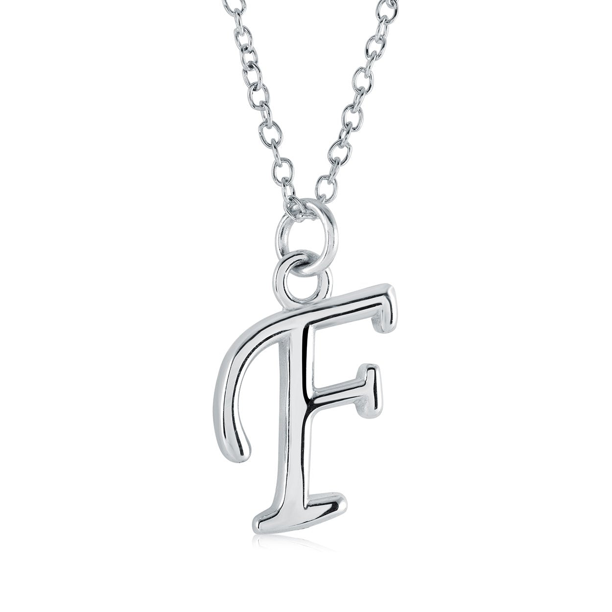Veloria Stainless Steel Cursive Letter F Initial Pendant Necklace