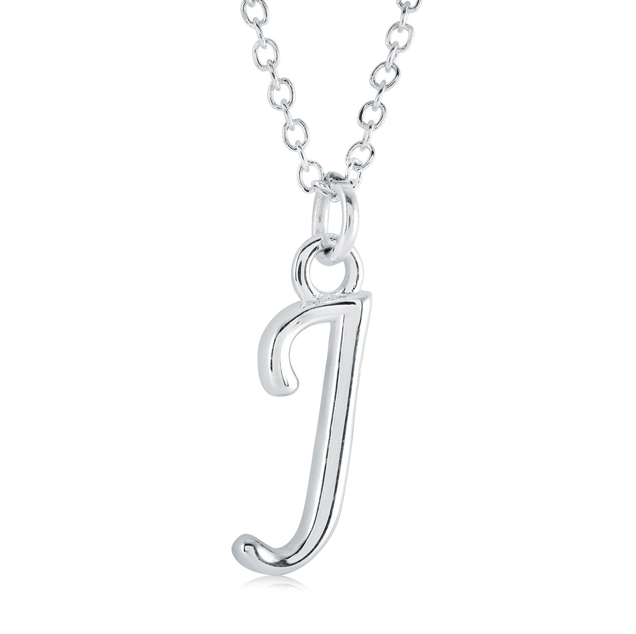 Stainless Steel Cursive Letter "J" Initial Necklace