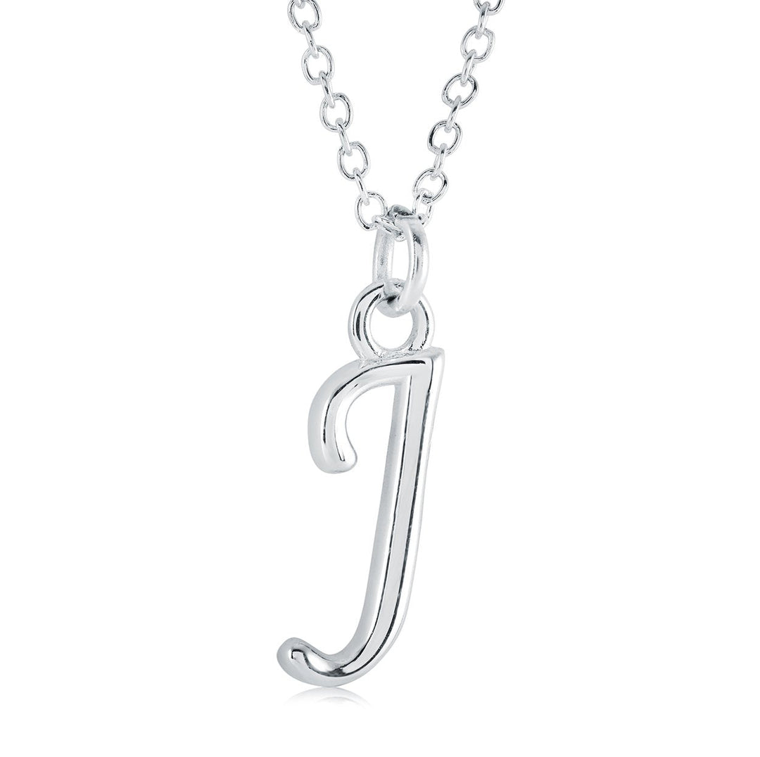 Stainless Steel Cursive Letter "J" Initial Necklace