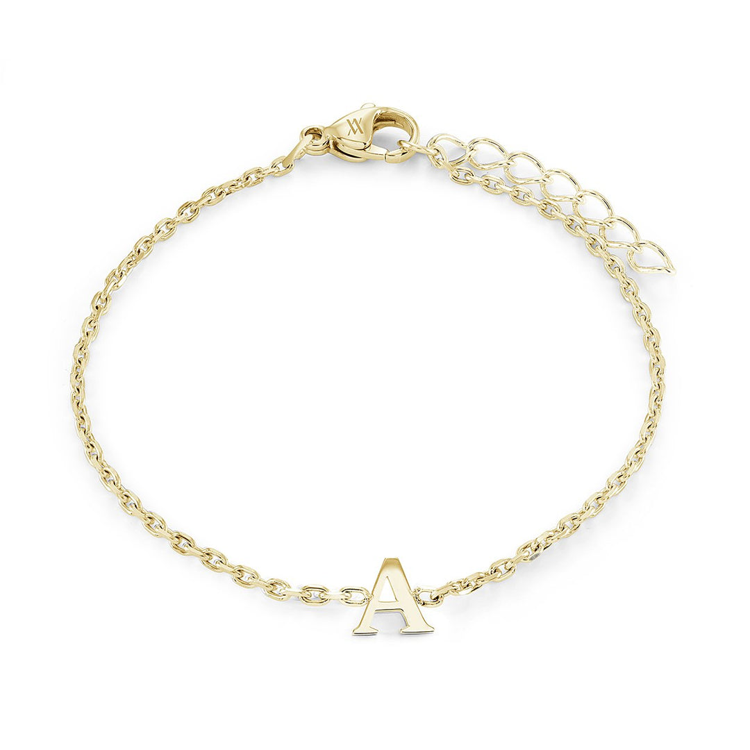 Stainless Steel Block Letter Initial "A" Bracelet
