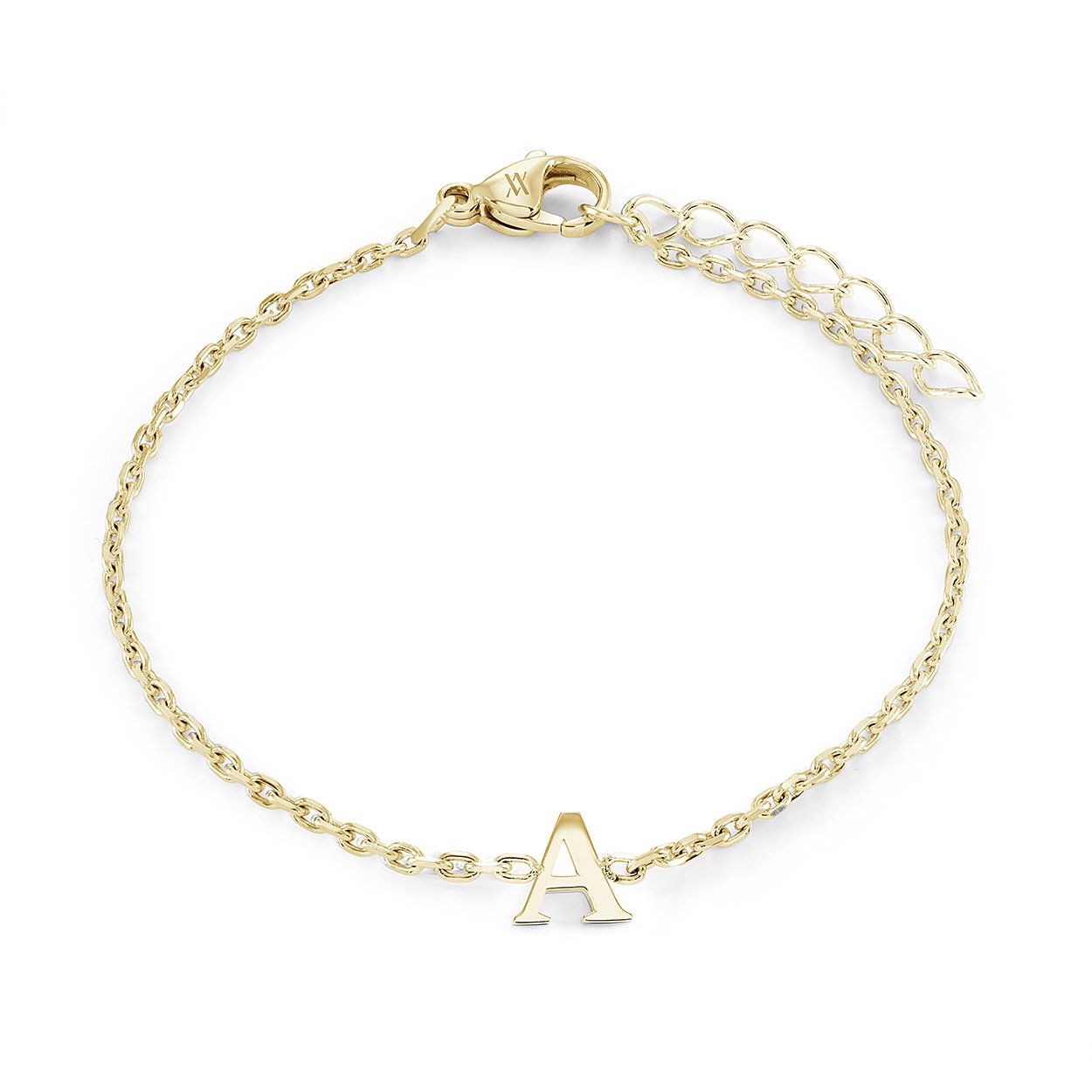 Stainless Steel Block Letter Initial "A" Bracelet