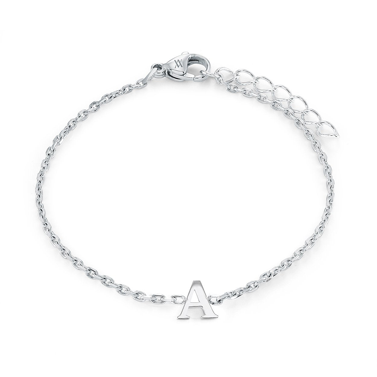 Stainless Steel Block Letter Initial "A" Bracelet