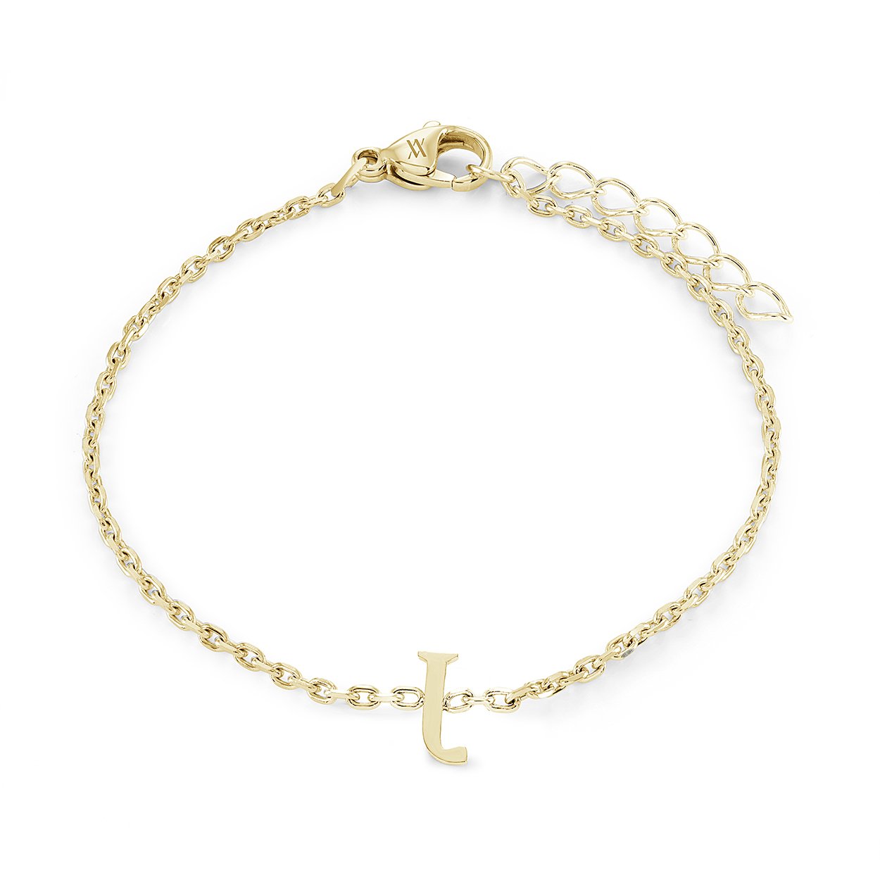 Stainless Steel Block Letter Initial "J" Bracelet