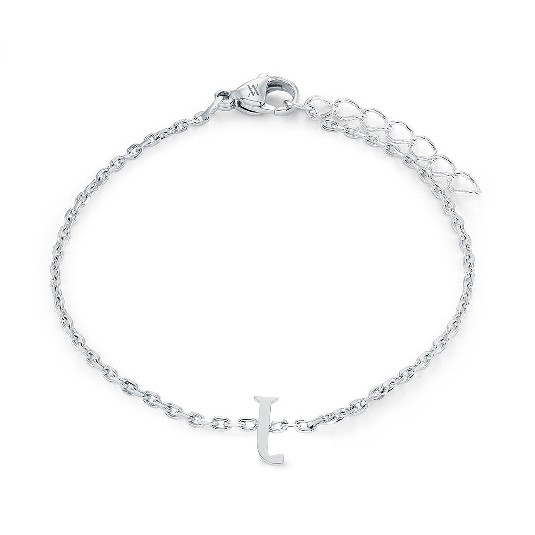 Stainless Steel Block Letter Initial "J" Bracelet