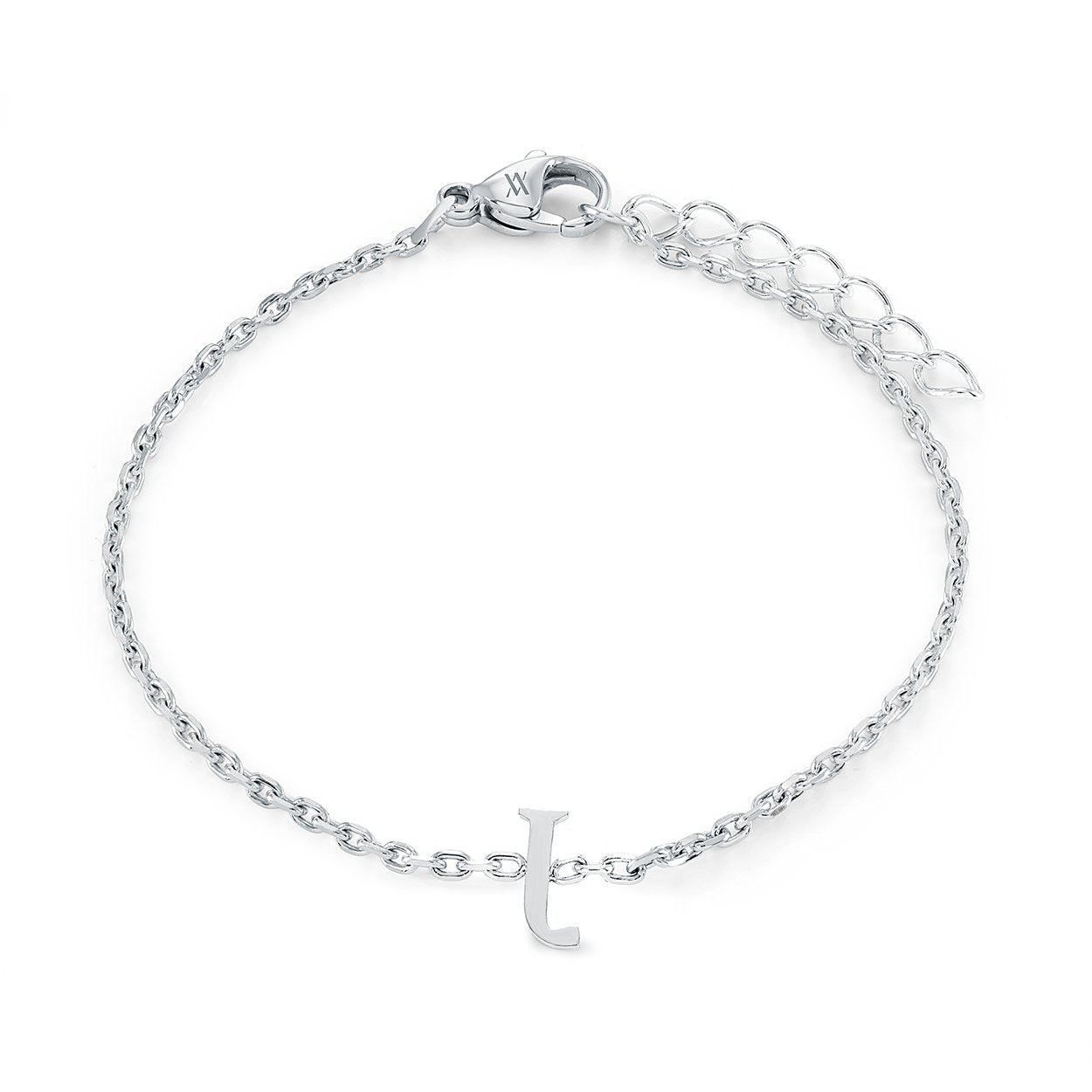 Stainless Steel Block Letter Initial "J" Bracelet