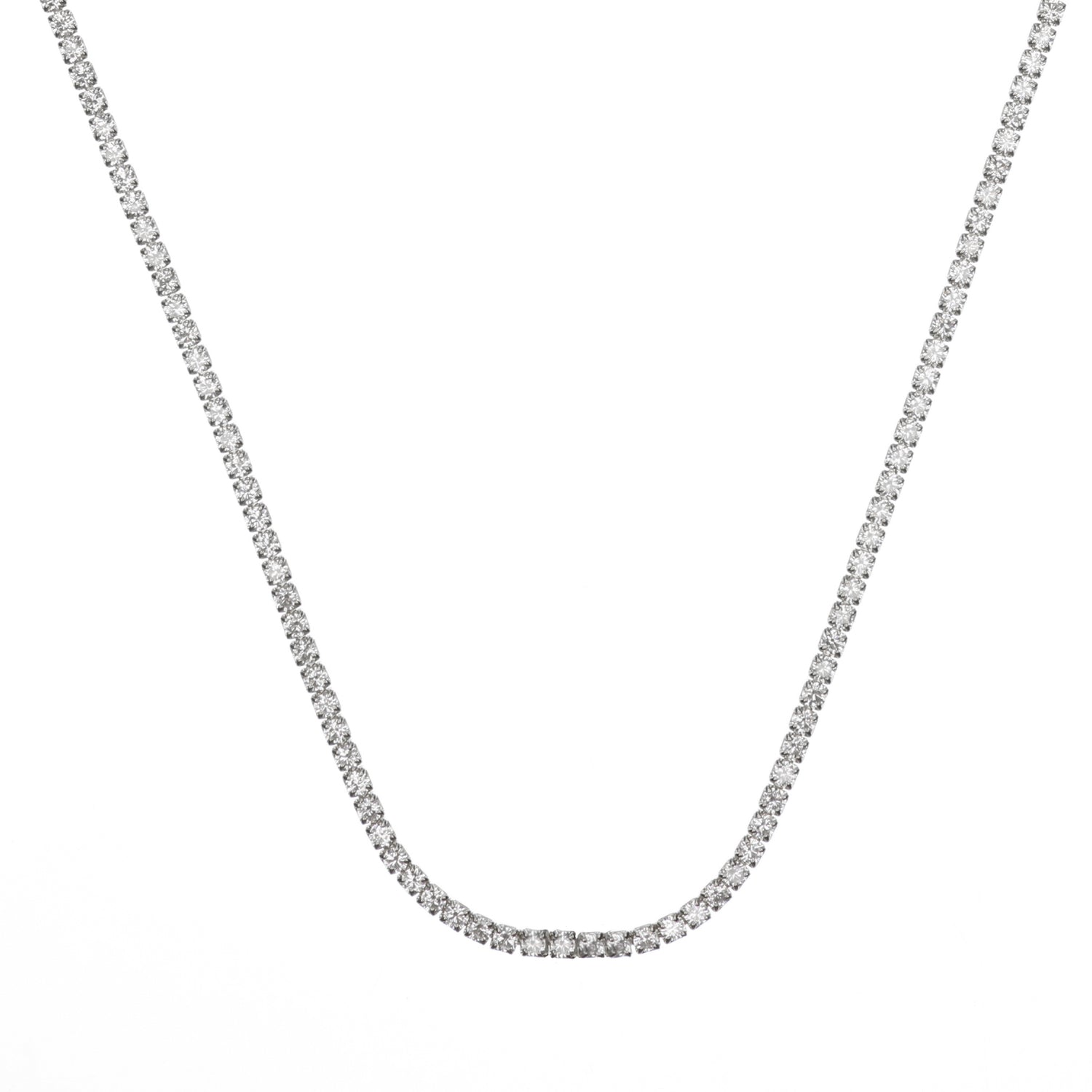 Sydney Soiree Rhodium-Plated Sterling Silver 2mm Tennis Necklace