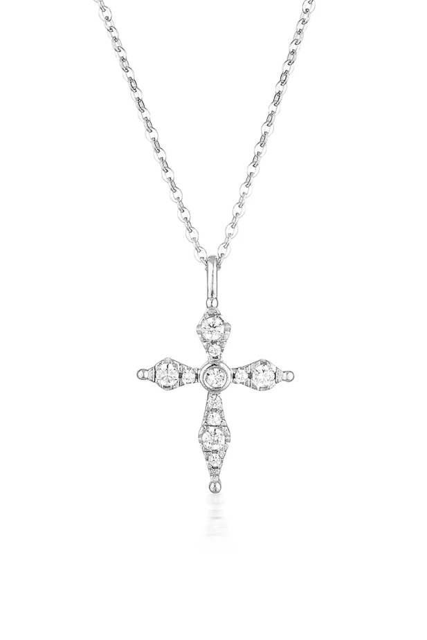 Bless Mini Silver Cross Pendant, 18"