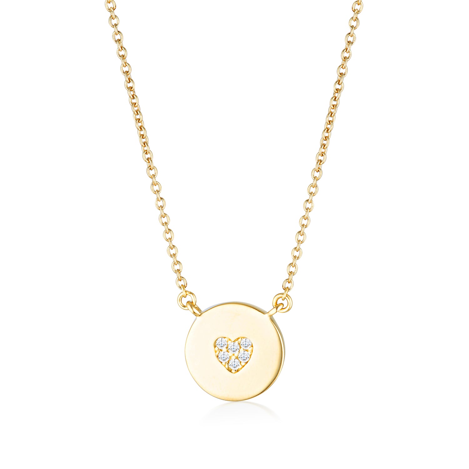 Rock Star Heart Gold-Plated Sterling Silver Disc Necklace