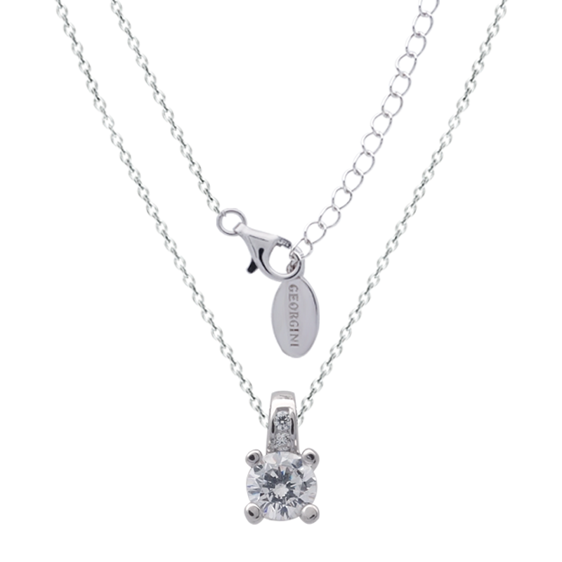 Round CZ Drop Pendant with CZs on the Bale, 18"