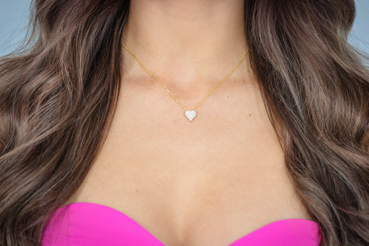 Sweetheart Sparkly Gold-Plated Sterling Silver Heart Necklace