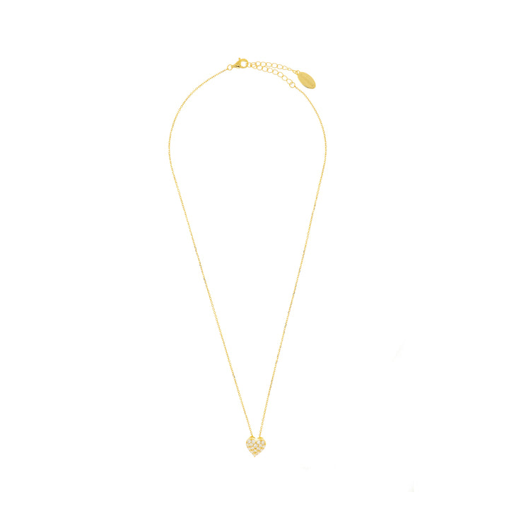 Sweetheart Sparkly Gold-Plated Sterling Silver Heart Necklace