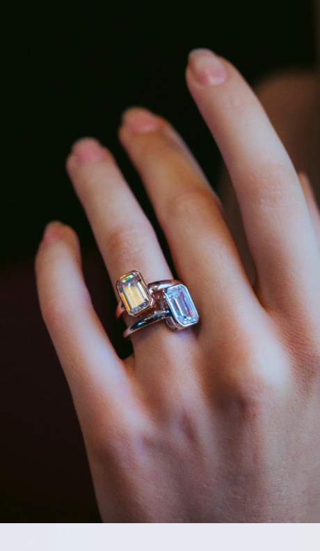Luxe Sontuosa Rhodium-Plated Sterling Silver Emerald-Cut Ring