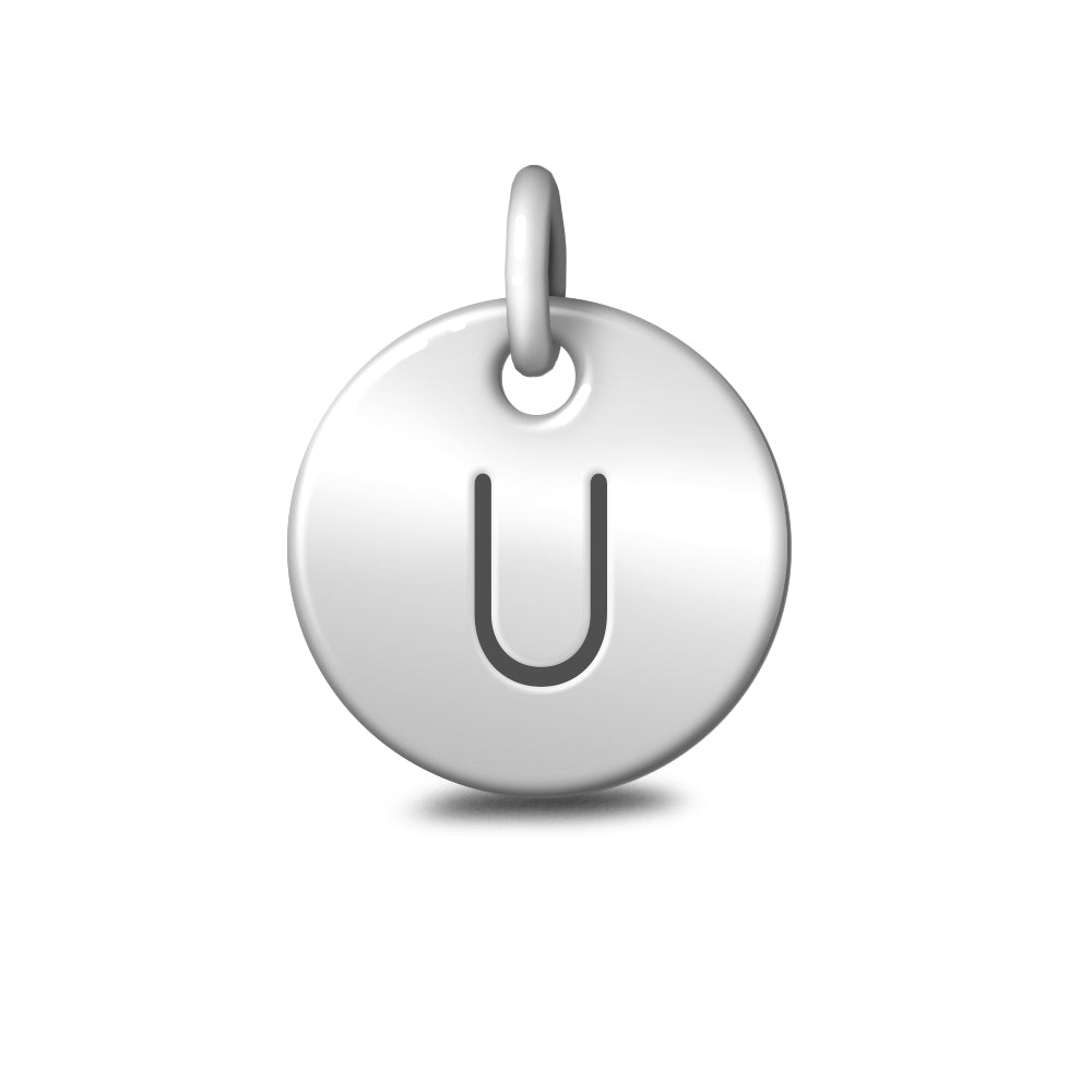 Silver Letter 'U' Disc Pendant