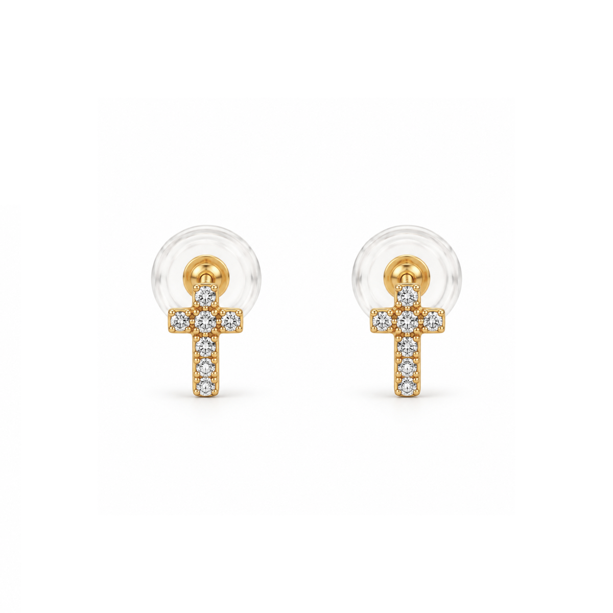 Mini Cross Stud Earrings with Diamonds