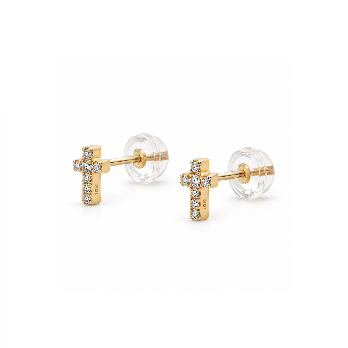 Mini Cross Stud Earrings with Diamonds