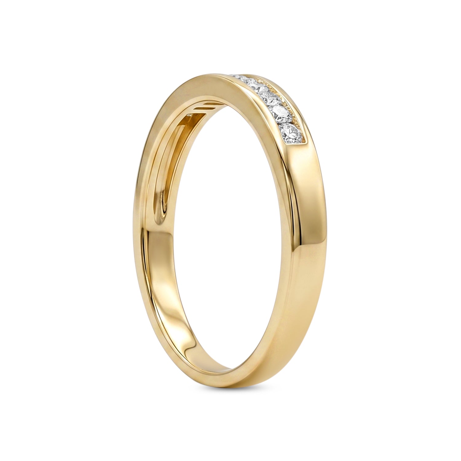 14k Yellow Gold 0.25tdw Alternating Princess and Baguette Channel-Set Wedding Band