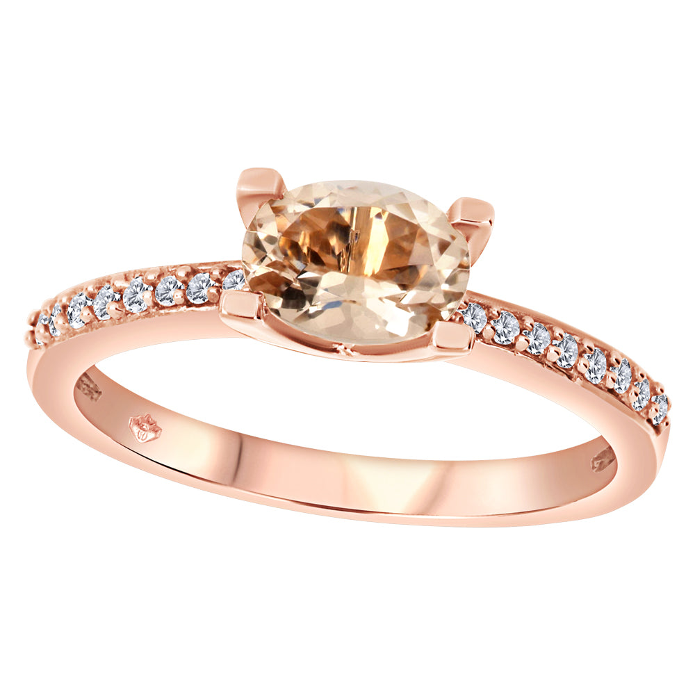 Beverly Hills 14K Rose Gold East-West Morganite Ring