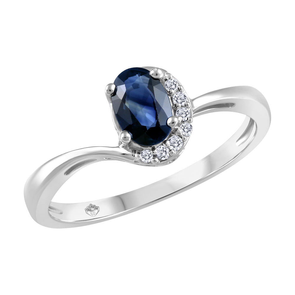 FINAL SALE- 10K Sapphire & Diamond Ring, 0.03TDW