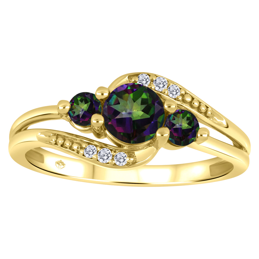 10K Yellow Gold Three-Stone Mystic Topaz Ring