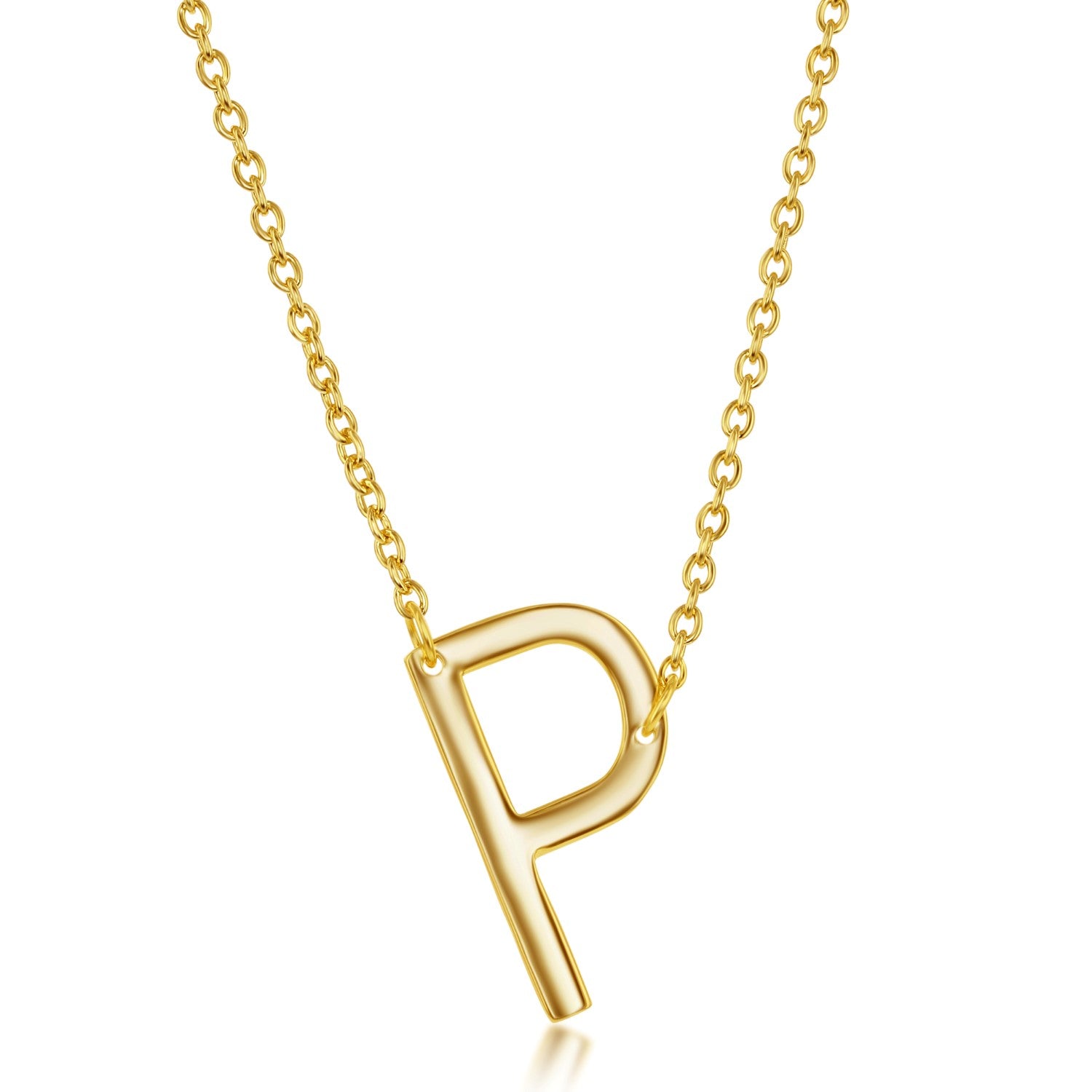Gold Plated Sideways Initial Necklace - P