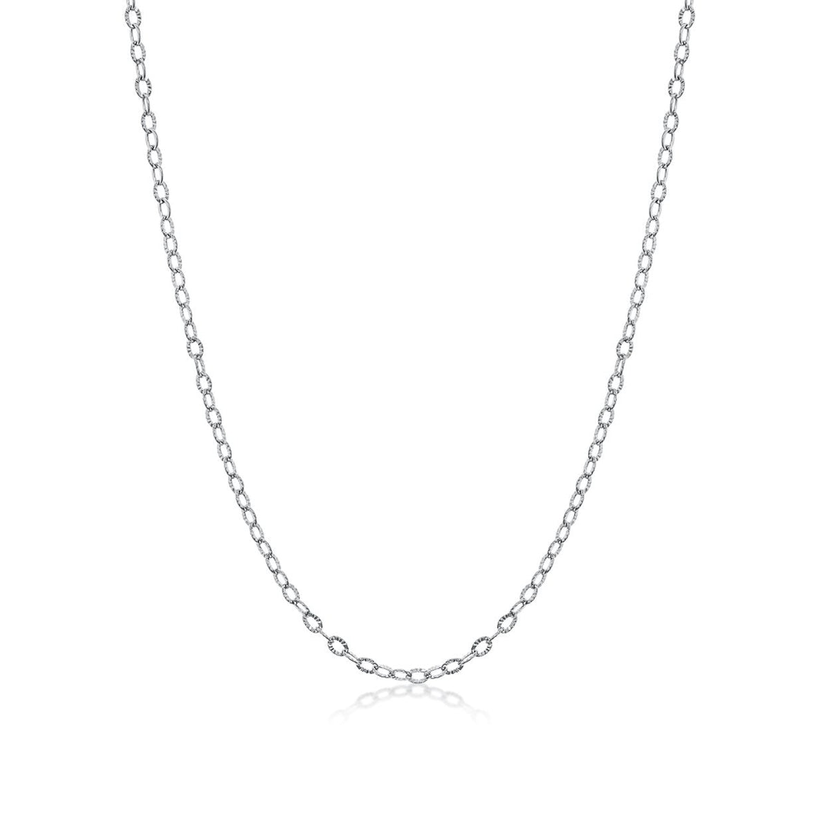 16-Inch Stainless Steel Diamond Cut Rolo Chain Necklace (2mm)