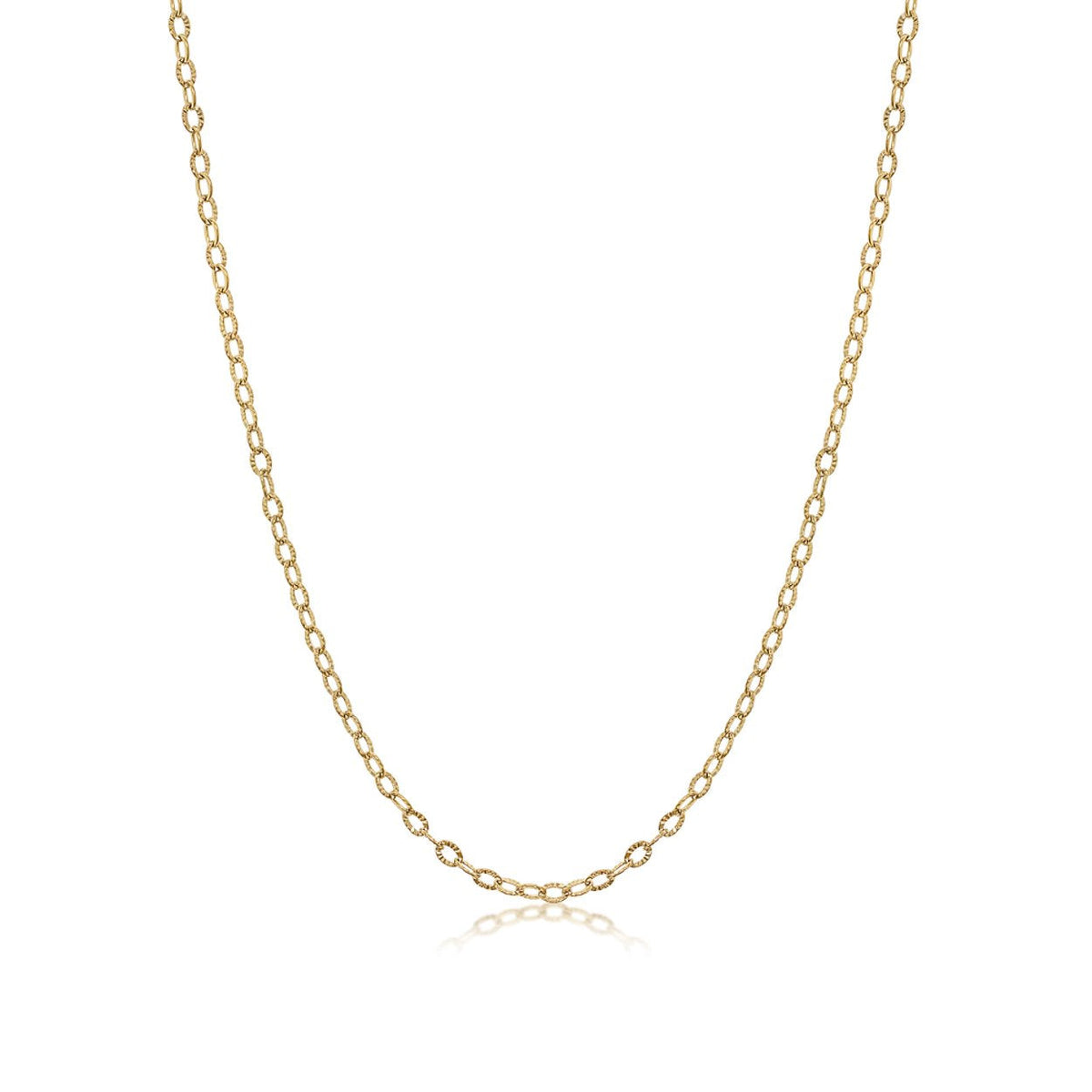 18-Inch Gold-Plated Stainless Steel Diamond Cut Rolo Chain Necklace (2mm)