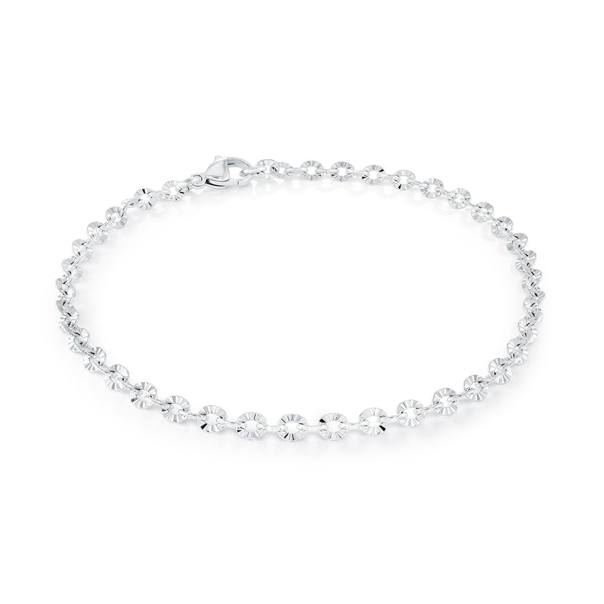 Veloria Stainless Steel 4mm Sparkle Laser Cut Anklet (10")