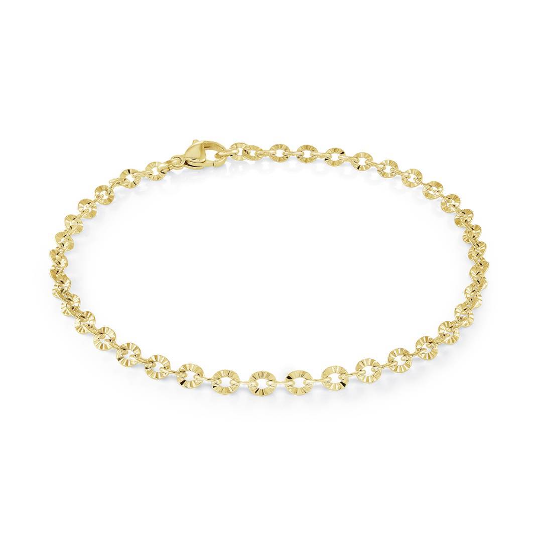 Veloria Gold IP Stainless Steel 4mm Sparkle Laser Cut Anklet (9")