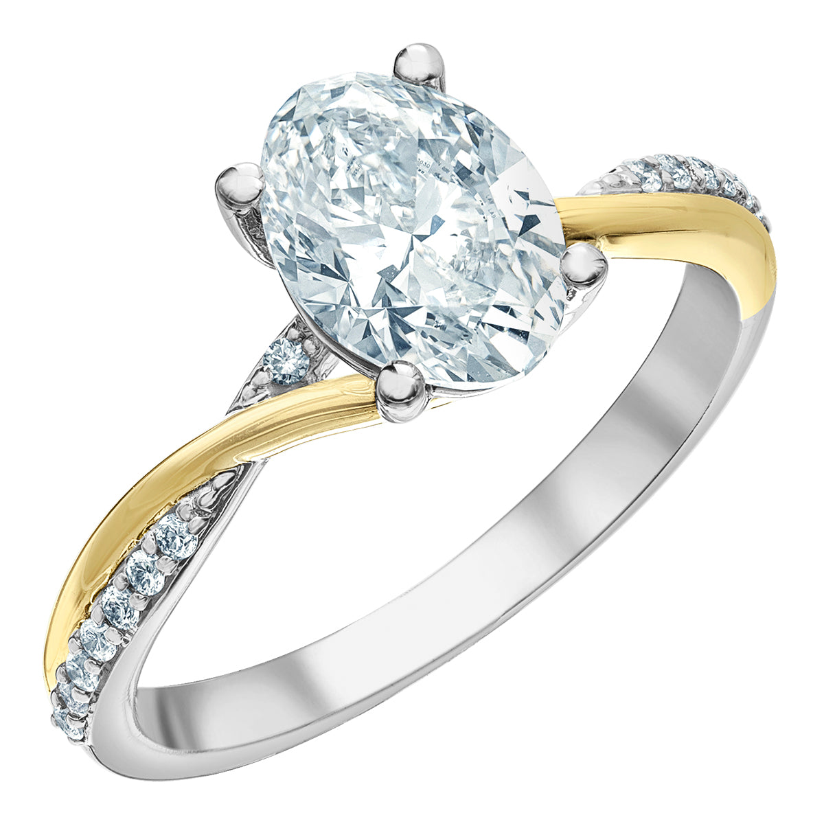14k Two-Tone Gold 1.72ctw Oval Lab-Grown Diamond Twist Engagement Ring