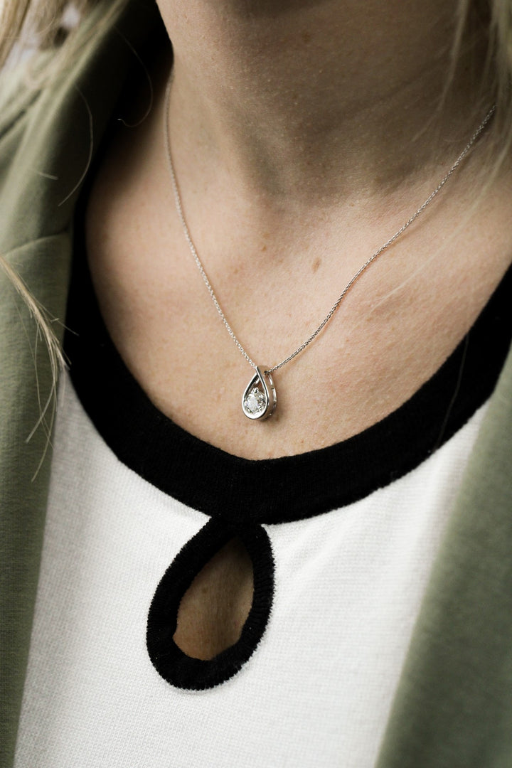 Love Grown Sterling Silver Solitaire Pendant, 1.0ct Round Lab-Grown Diamond
