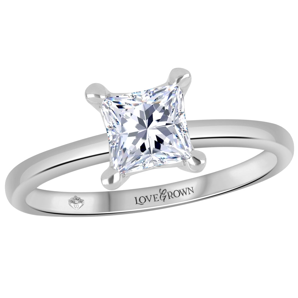 Love Grown 10k White Gold 0.50ct Princess Cut Lab-Grown Diamond Solitaire Engagement Ring