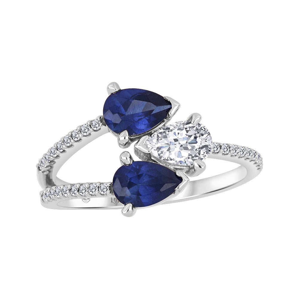 Love Grown 10K White Gold Lab-Grown Sapphire & Diamond Ring