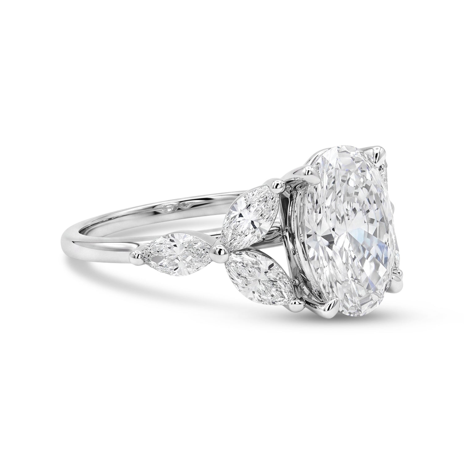 Love Grown 14k White Gold Oval & Marquise Diamond Ring