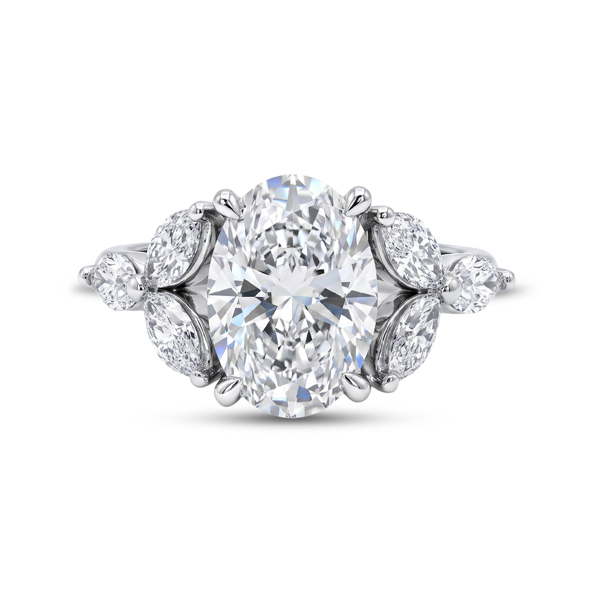 Love Grown 14k White Gold Oval & Marquise Diamond Ring