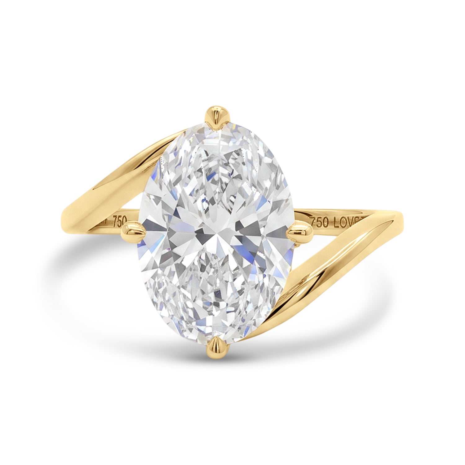 Love Grown 14k Gold Oval Lab Diamond Bypass Ring