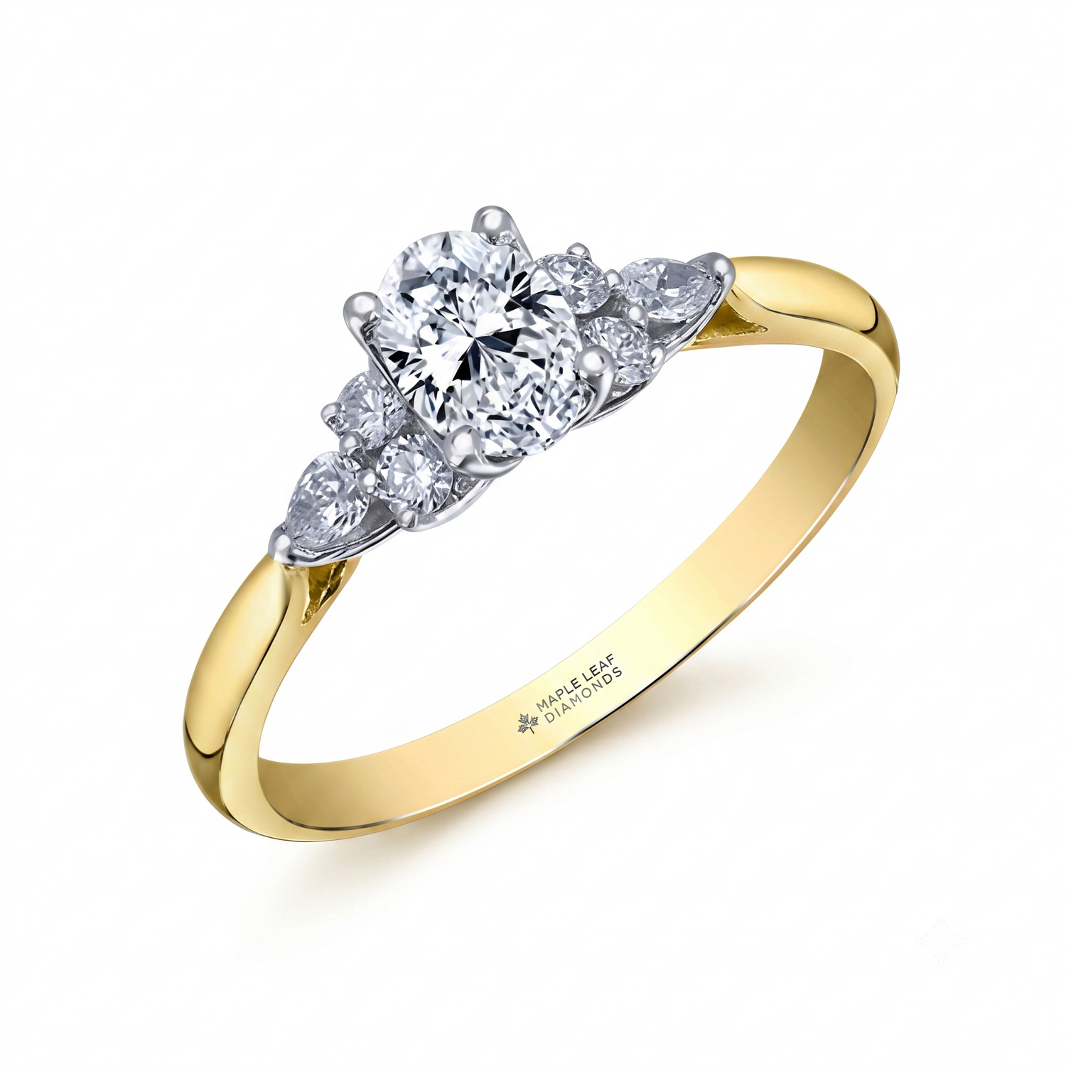 Maple Leaf Diamonds Two-Tone Gold 0.73 tdw Oval Engagement Ring