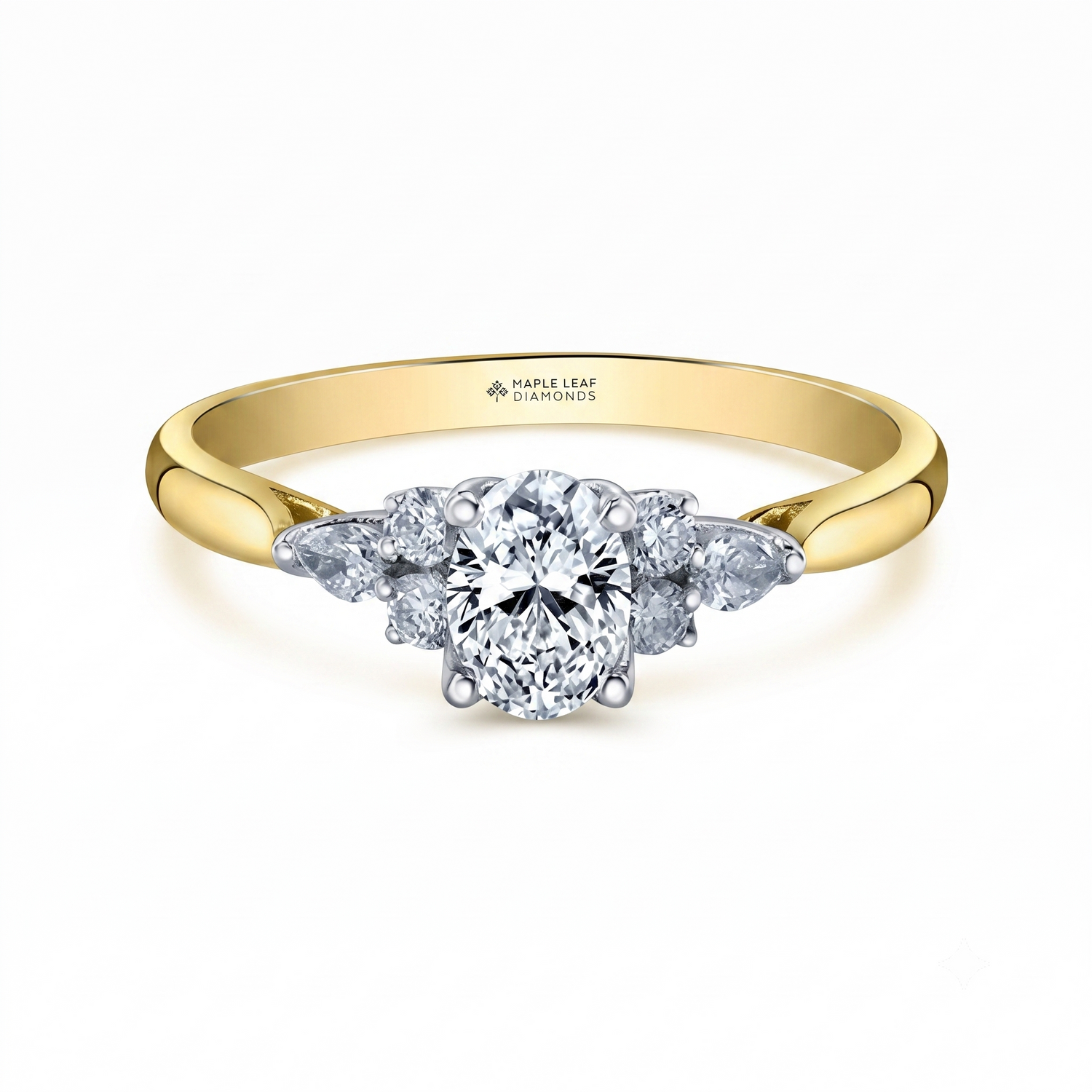 Maple Leaf Diamonds Two-Tone Gold 0.73 tdw Oval Engagement Ring