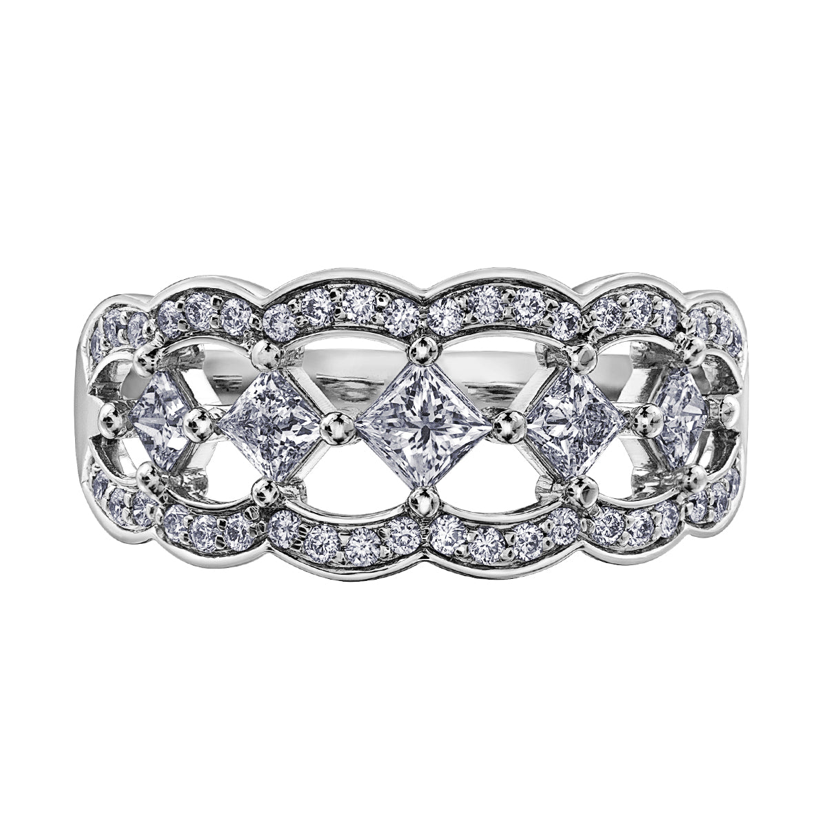 FINAL SALE - Maple Leaf Diamonds 14k White Gold Princess Lattice Band, 0.75 TCW