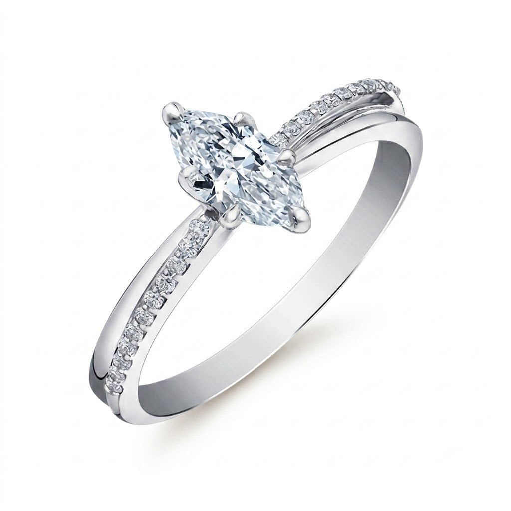 Maple Leaf Diamonds 14k White Gold Marquise Ring, 0.53 CT - Wedding Band Sold Separately