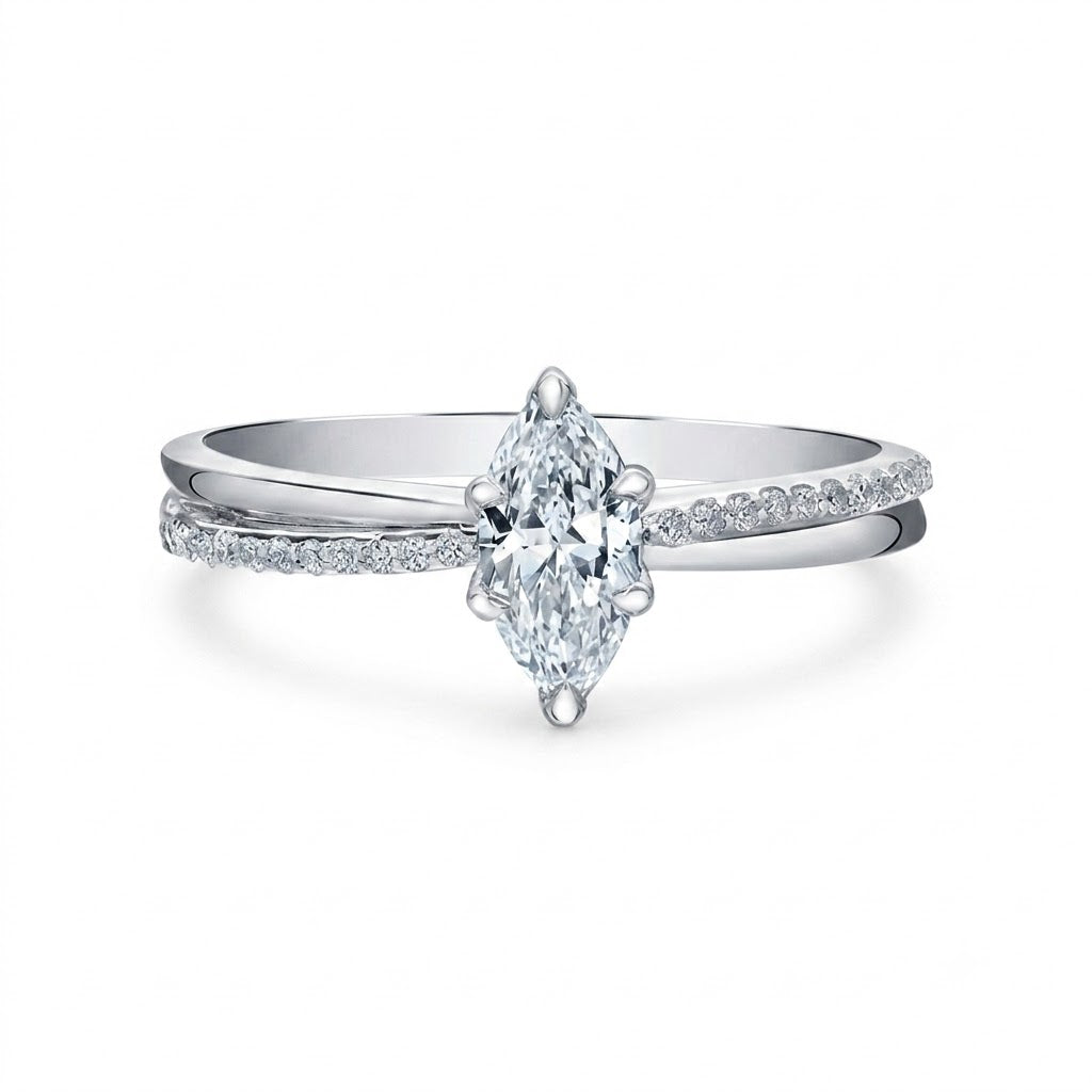 Maple Leaf Diamonds 14k White Gold Marquise Ring, 0.53 CT - Wedding Band Sold Separately