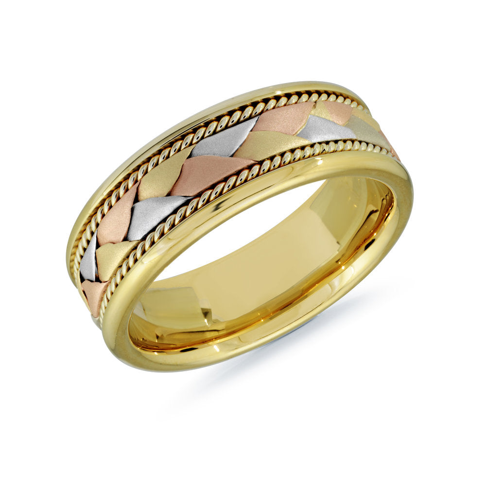 Mardini Prestige - Tri-Tone Braided 8MM Gold Ring